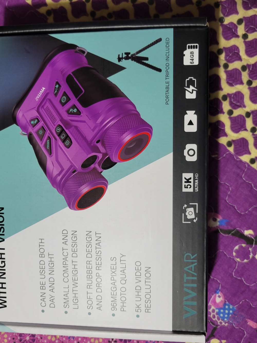 Vivitar Purple 5K UHD Night Vision Binocular Camera